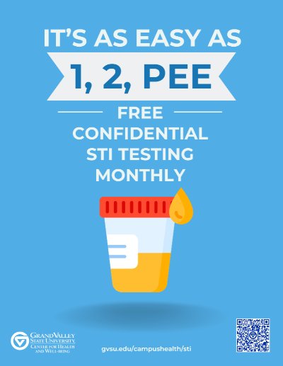 blue back ground urine cup with red lid easy STI Testing